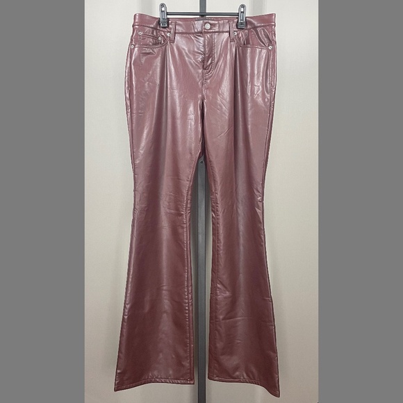 NEW Banana Republic Pants Womens 32 14 burgundy red faux leather flare moto - Picture 1 of 9